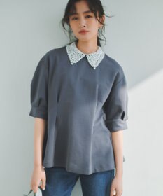 組曲 【2WAY】レース襟フレンチテリーフレア カットソー