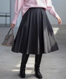 組曲 【WEB限定カラーあり】ウールライクストレッチ フレアスカート