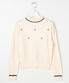 Feroux リボン刺繍ダイア柄 ニット