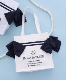 Maison de FLEUR マリンラインリボンスクエアトートバッグ