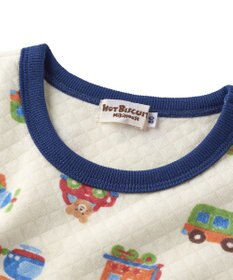MIKI HOUSE HOT BISCUITS 【80-120cm】 あったかキルト素材 乗り物柄 腹巻き付き長袖パジャマ