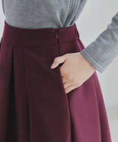 Tiaclasse 【新色追加・洗える】ウール調タックフレアスカート