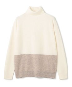 BEIGE， 【WEB限定・洗える】DEMING / バイカラーウールタートルネックニット