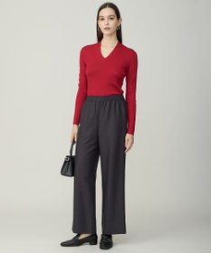 ICB 【洗える】ウールワッシャーツイル ワイドストレートパンツ