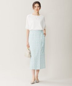 自由区 L 【洗える】ダマスクフローラルプリント スカート