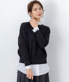 組曲 編み柄ディテールニット