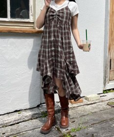 WEGO チェックイレヘムキャミワンピース