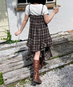 WEGO チェックイレヘムキャミワンピース