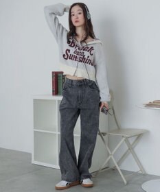 WEGO フラッフィーグラフィックジャガードニットZIPパーカー