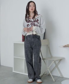 WEGO フラッフィーグラフィックジャガードニットZIPパーカー