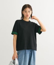 Green Parks 袖裏配色５分袖ニットプルオーバー