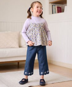 ANY KIDS スカラップ×刺繍デニムパンツ