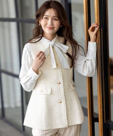 ANY SIS ファンシーツイードペプラム ジレ