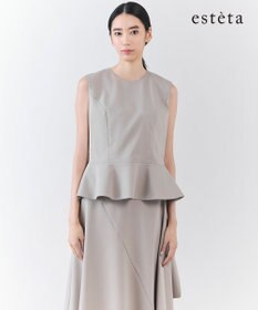 23区 S 【エステータ】ライトダブルクロス バックリボン ペプラムトップス