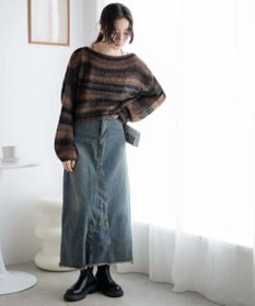 WEGO 段染めボーダーモヘアライクニット