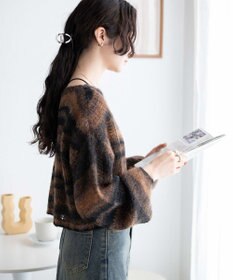 WEGO 段染めボーダーモヘアライクニット