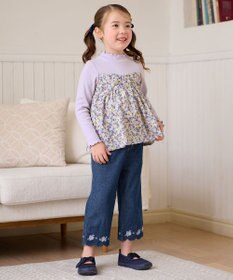 ANY KIDS スカラップ×刺繍デニムパンツ