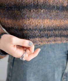 WEGO 段染めボーダーモヘアライクニット