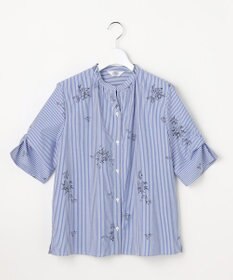 J.PRESS LADIES 【一枚で着映え】ストライプ×フラワープリント ブラウス