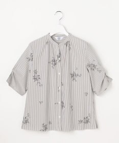 J.PRESS LADIES 【一枚で着映え】ストライプ×フラワープリント ブラウス