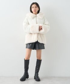 earth music&ecology フードファー中綿ショートコート