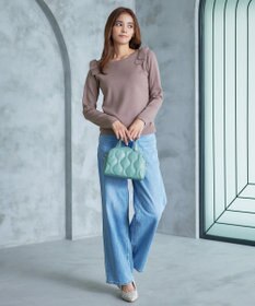 Tiaclasse 【洗える】ショルダーリボンニットトップス