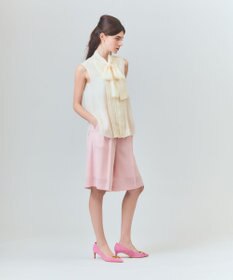 GRACE CONTINENTAL リネンライクボウタイノースリーブ