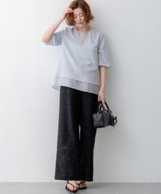 23区 【新色追加】ストレッチジョーゼット シアーコンビ カットソー