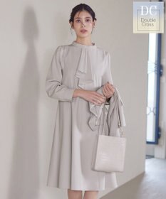 Tiaclasse L 【ダブルクロス】【洗える】フリルドレープワンピース