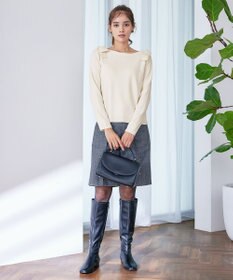 Tiaclasse 【洗える】ショルダーリボンニットトップス