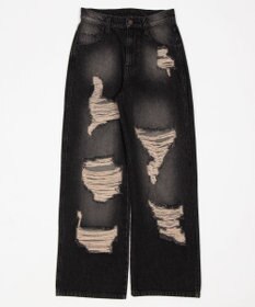 WEGO ダメージストレートデニムパンツ