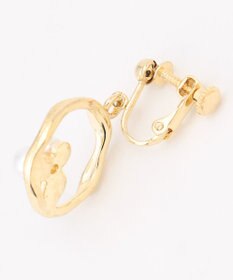 ANY SIS フープパール調ストーン イヤリング