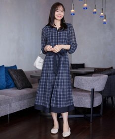 Tiaclasse L シアーチェック配色ワンピース