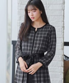 Tiaclasse L シアーチェック配色ワンピース