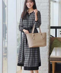 Tiaclasse L シアーチェック配色ワンピース