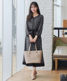 Tiaclasse L シアーチェック配色ワンピース