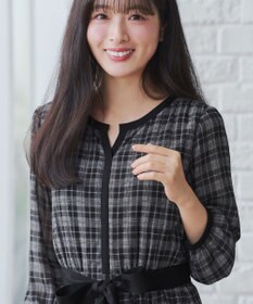 Tiaclasse L シアーチェック配色ワンピース