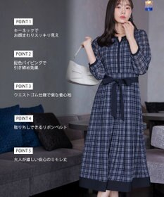 Tiaclasse L シアーチェック配色ワンピース