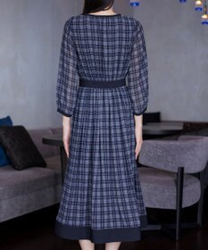 Tiaclasse L シアーチェック配色ワンピース