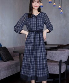 Tiaclasse L シアーチェック配色ワンピース