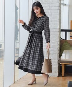 Tiaclasse L シアーチェック配色ワンピース