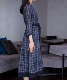 Tiaclasse L シアーチェック配色ワンピース