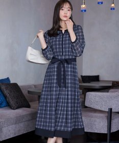 Tiaclasse L シアーチェック配色ワンピース