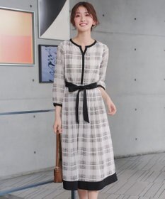 Tiaclasse L シアーチェック配色ワンピース