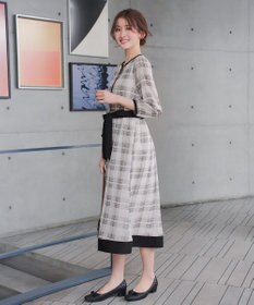 Tiaclasse L シアーチェック配色ワンピース