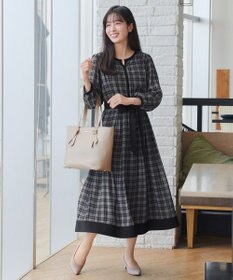Tiaclasse L シアーチェック配色ワンピース