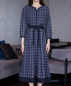 Tiaclasse L シアーチェック配色ワンピース