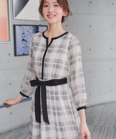 Tiaclasse L シアーチェック配色ワンピース