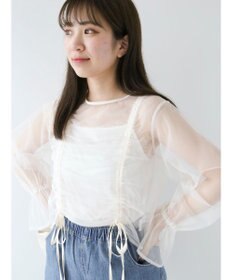 Green Parks ・ＥＬＥＮＣＡＲＥ　ＤＵＥ　チュールギャザーブラウス