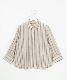 自由区 【ドラマ「明日はもっと いい日になる」着用】【接触冷感・吸水速乾・洗える】ナチュラルリネンクロップド丈 シャツ